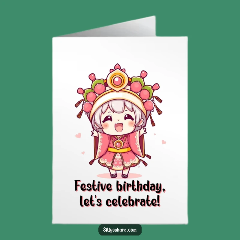 Free Printable Birthday Card: Festival Kawaii, Festive Downloadable Fun Gift