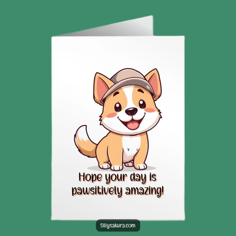 Free Printable Birthday Card: Funny Dog Wagging Tail Hat - Hilarious Downloadable Gift