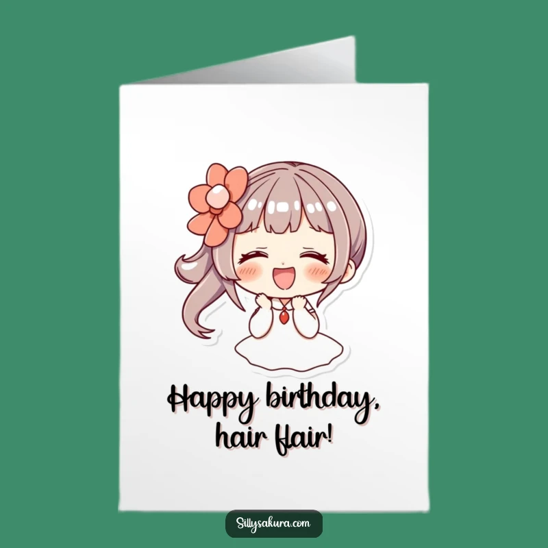 Free Printable Birthday Card: Giggling Character, Hairpin Fun, Hilarious Downloadable Gift!