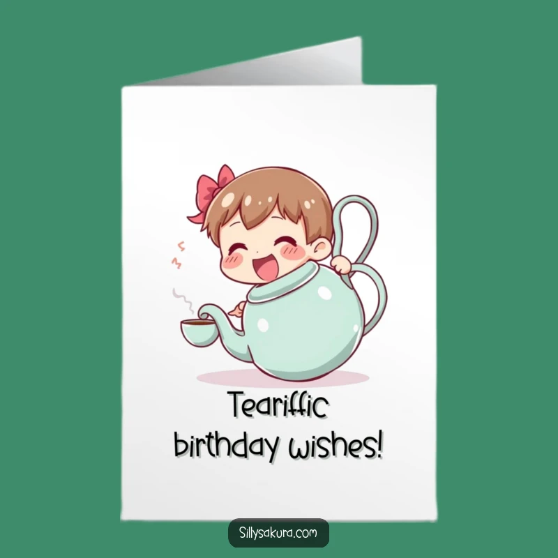 Free Printable Birthday Card: Tea Time Fun, Wobbling Pot, Hilarious Downloadable Gift!