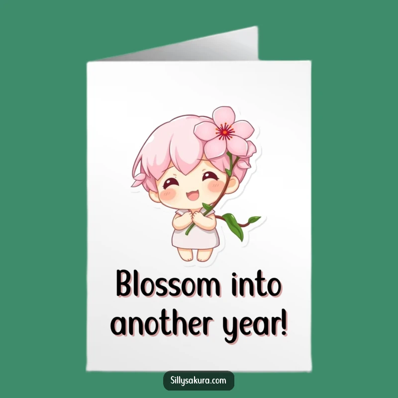 Free Printable Birthday Card: Tiny Blossom Character, a funny downloadable gift for a sweet celebration!