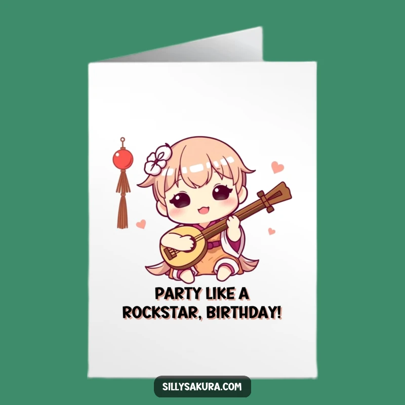 Free Printable Kawaii Musician Card: Funny Birthday Downloadable Gift for Kids