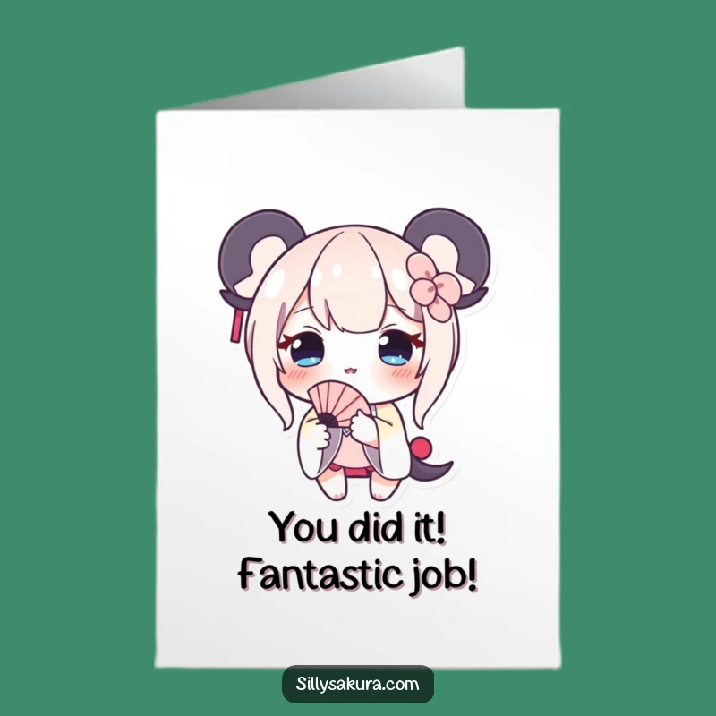 Free Printable Congrats Card: Shy Character Fans Away Doubts with Funny Message