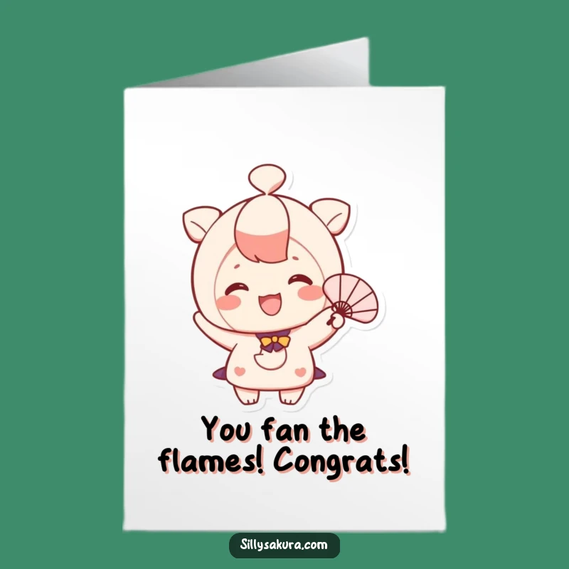 Free Printable Congrats Card: Waving Fan Character, Joyful Downloadable Gift