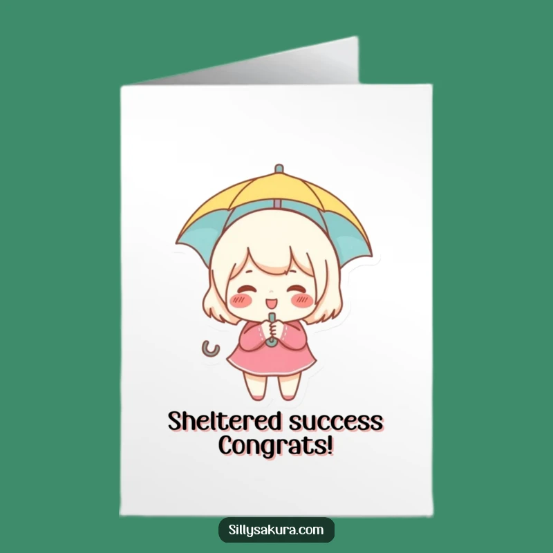 Free Printable Congrats Card: Giggling Umbrella Character, Cheerful Downloadable Gift