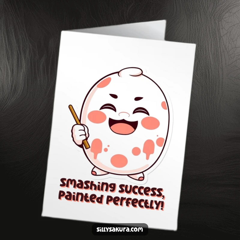 Funny Free Printable Daruma doll character enthusiastically painting a wide, happy smile, perfect for congratulating success.