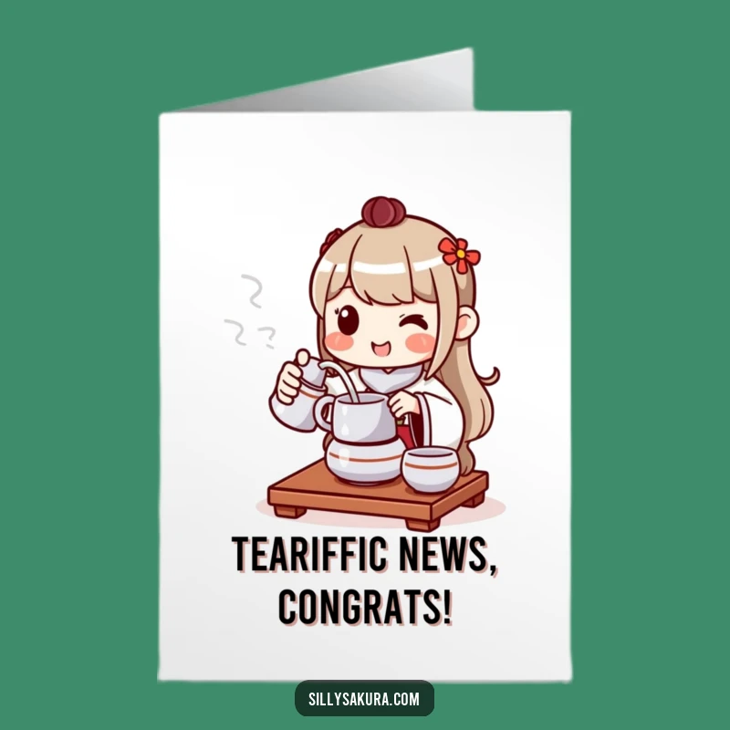 Funny Free Printable Congrats Card: Tea Pourer - Serene Downloadable Celebration!