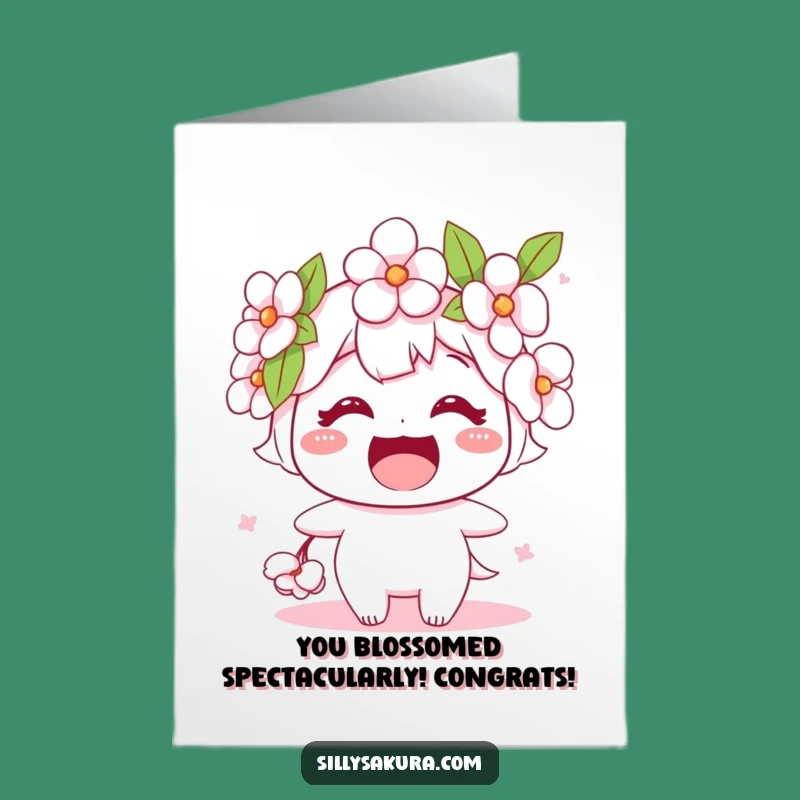 Free Printable Congratulations Card: Cherry Blossom Smile, Amazing Achievement Downloadable Gift
