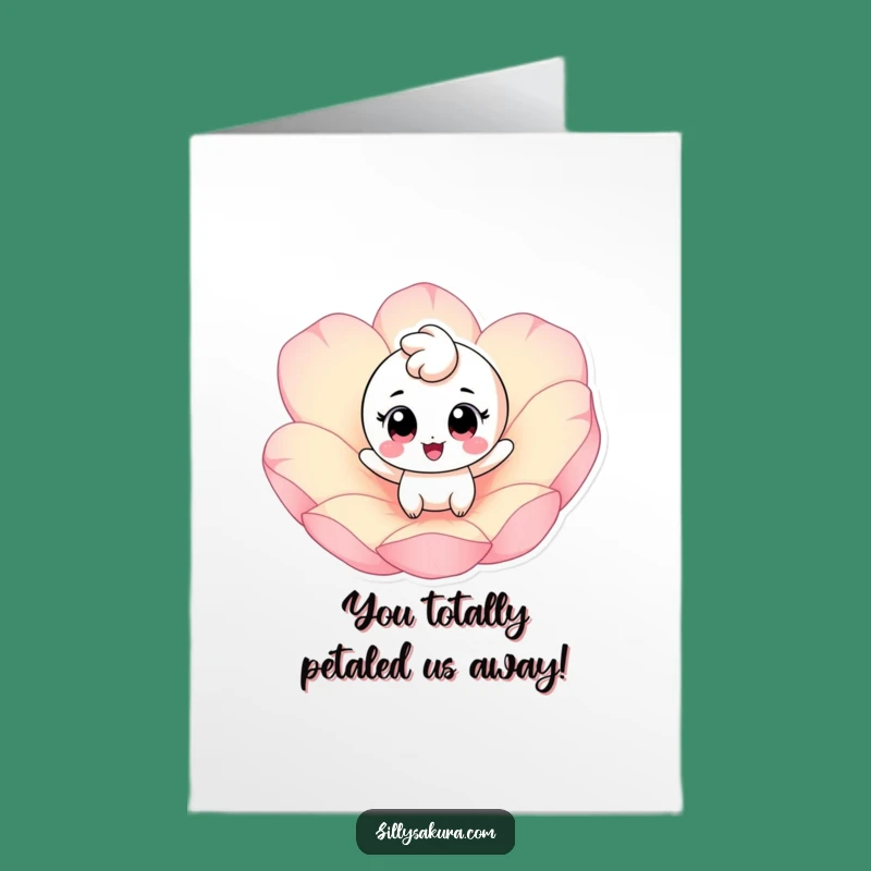 Free Printable Congrats Card: Bouncing Petal Character Funny Downloadable Gift