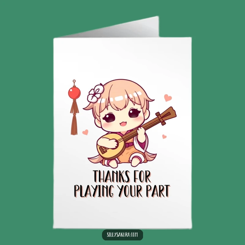 Free Printable Kawaii Musician Card: Funny Thank You Downloadable Gift