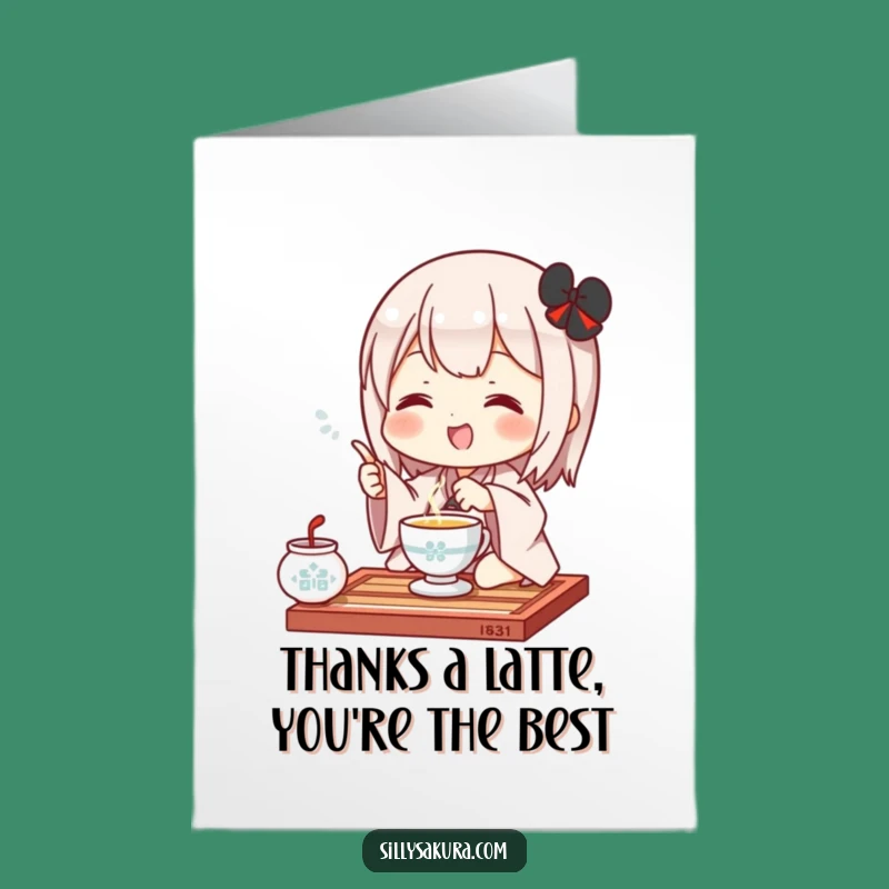 Free Printable Kawaii Tea Ceremony Card: Funny Thank You Downloadable Gift