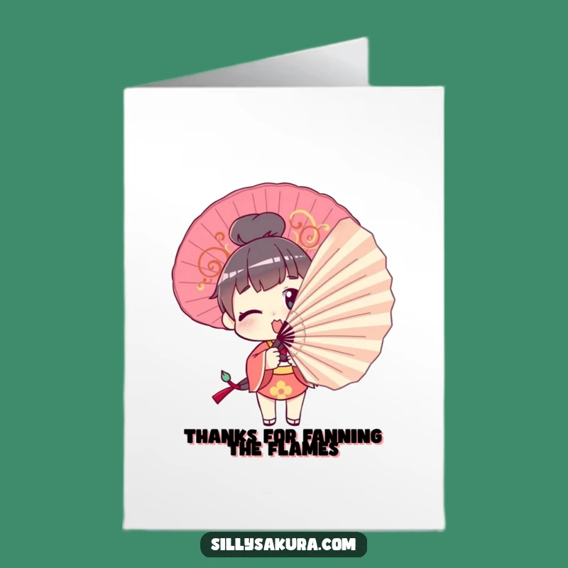 Free Printable Thank You Card: Comical Fan Pose Character, a funny downloadable gift for thanks!