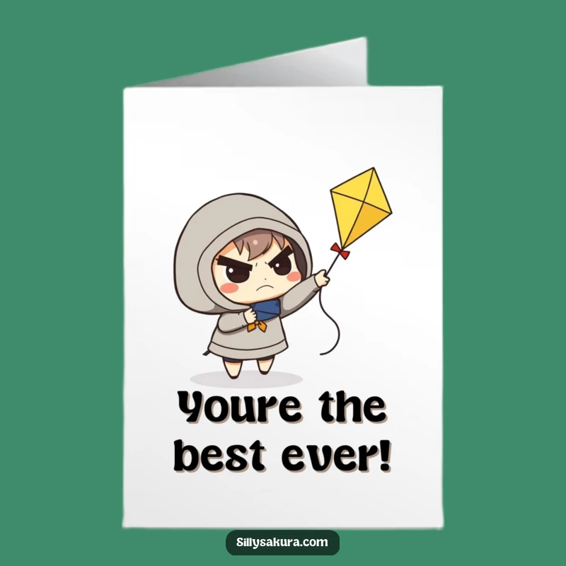 Free Printable Thank You Card: Determined Kite Flyer Funny Downloadable Gift of Gratitude