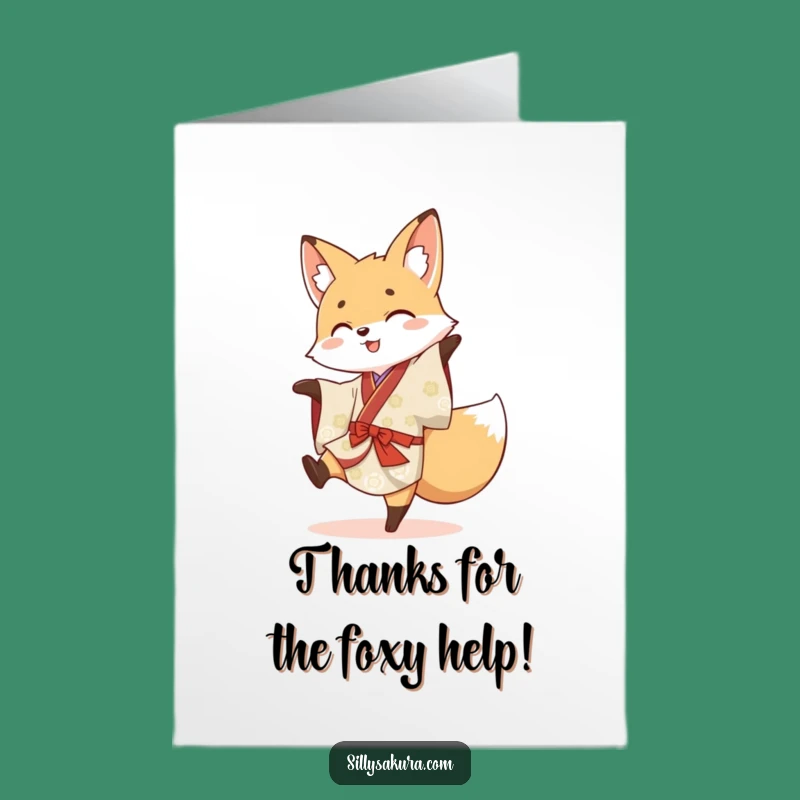 Free Printable Thank You Card: Fox Kimono Cartwheel - Fun Appreciation