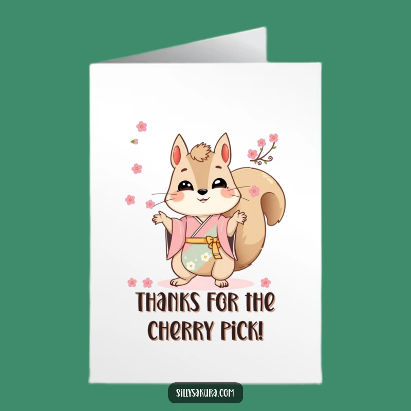 Free Printable Thank You Card: Funny Squirrel Kimono Blossoms - Express Gratitude