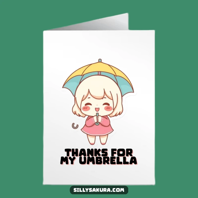Free Printable Thank You Card: Giggling Umbrella Character, Heartfelt Downloadable Gift