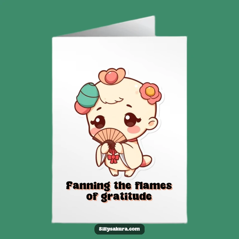 Free Printable Thank You Card: Kawaii Fan Dancer - Graceful & Funny Downloadable Gift!