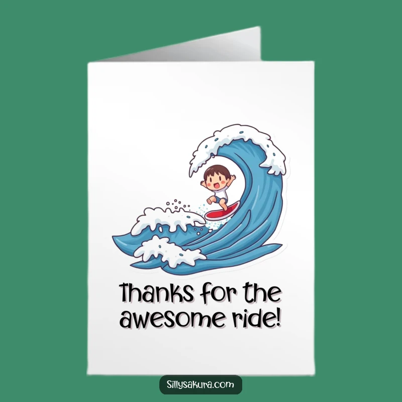Free Printable Thank You Card: Surfer Character Expressing Gratitude, Downloadable & Funny