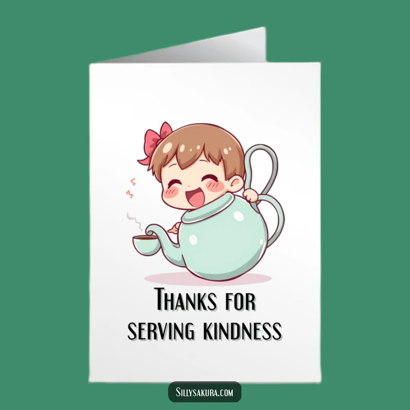 Free Printable Thanks Card: Tea Wobbles, Cheerful Gratitude, Easy Downloadable Gift!