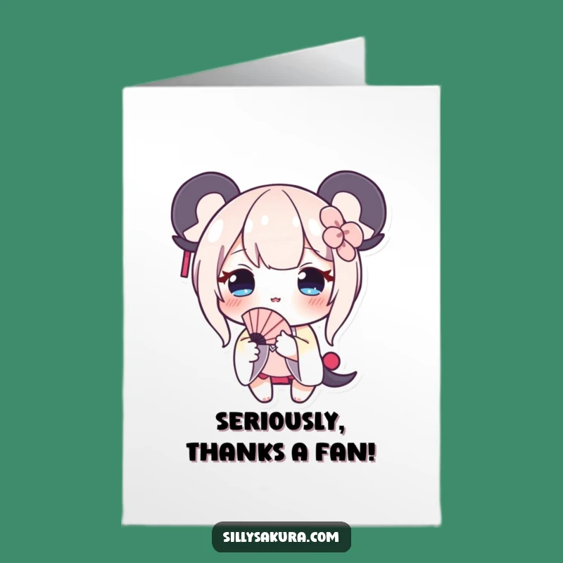 Free Printable Thank You Card: Shy Character's Fan for a Sweetly Humorous Appreciation