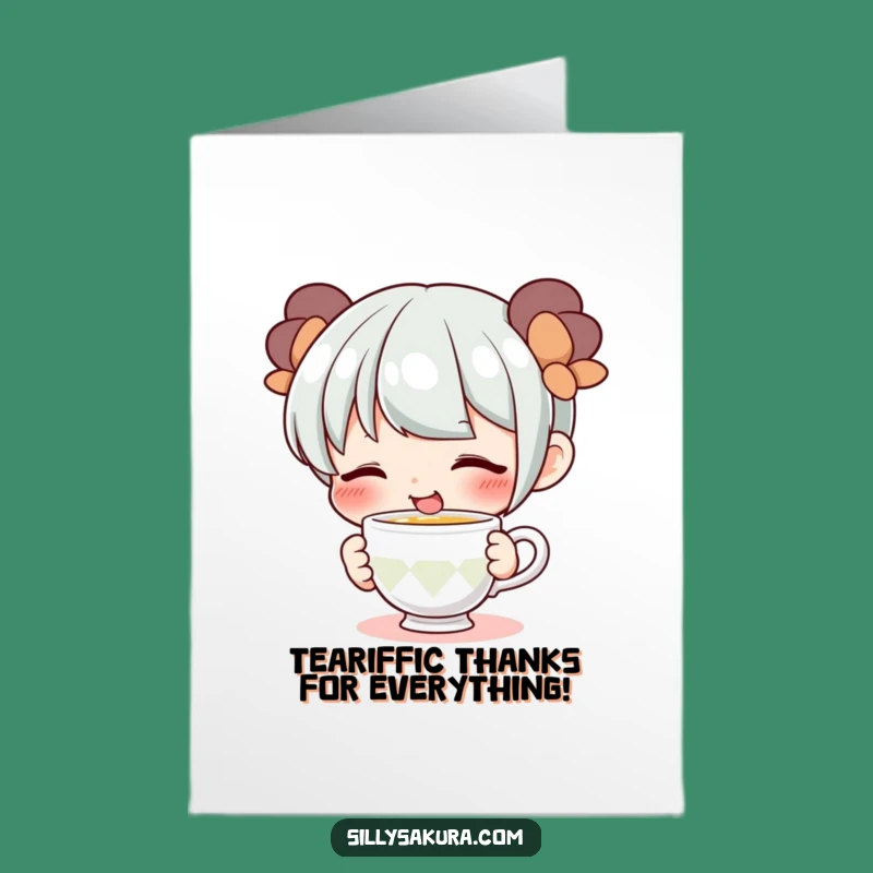 Free Printable Thank You Card: Sweet Teacup Character Funny Downloadable Gift