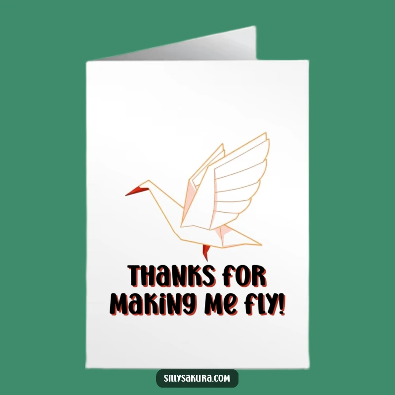 Free Printable Origami Crane Thank You Card Funny Downloadable Gift for Graceful Gratitude