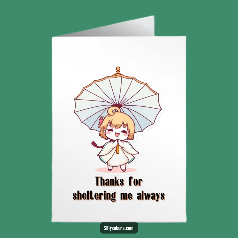 Free Printable Thank You Card: Funny Kawaii Umbrella Dancer for a Grateful Downloadable Gift