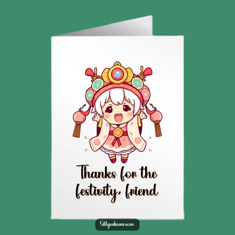 Free Printable Thank You Card: Funny Festival Kawaii for a Grateful Downloadable Gift