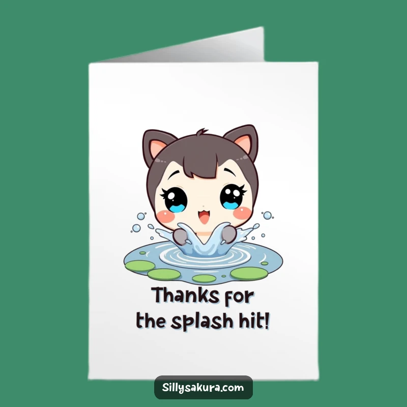 Free Printable Thank You Card: Splashing Character - A Cheerful Downloadable Gift!