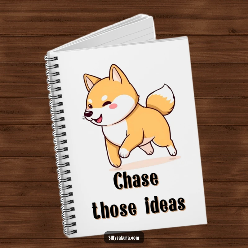 Funny Shiba Inu Notebook: A playful Shiba Inu character chasing its wagging tail, perfect for jotting down notes with energetic spirit.