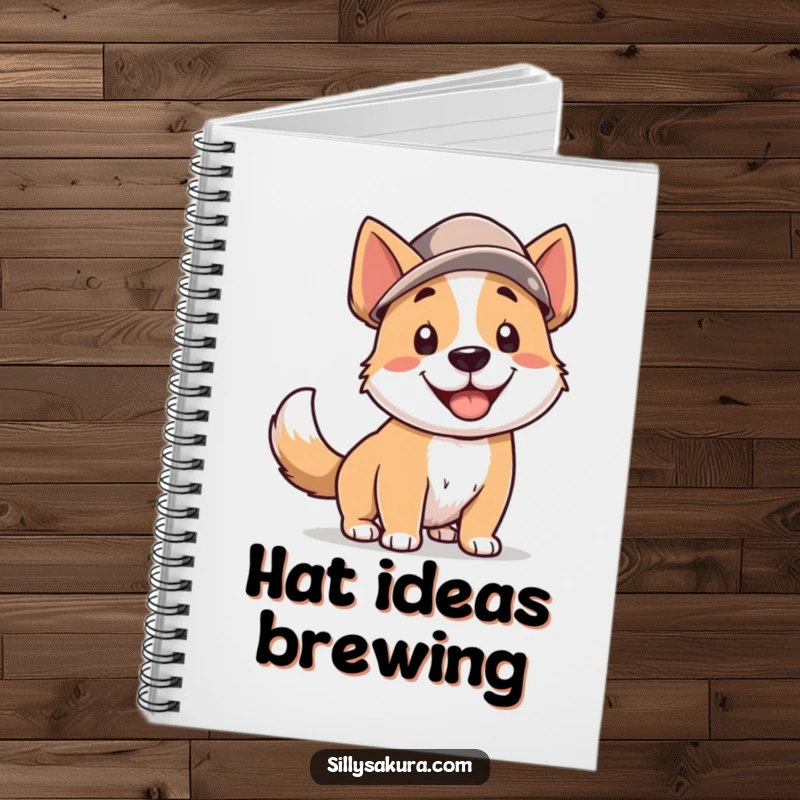 Funny Dog Notebook: A smiling dog character in a hat, ready to inspire, perfect for jotting down notes with a wagging tail of enthusiasm.