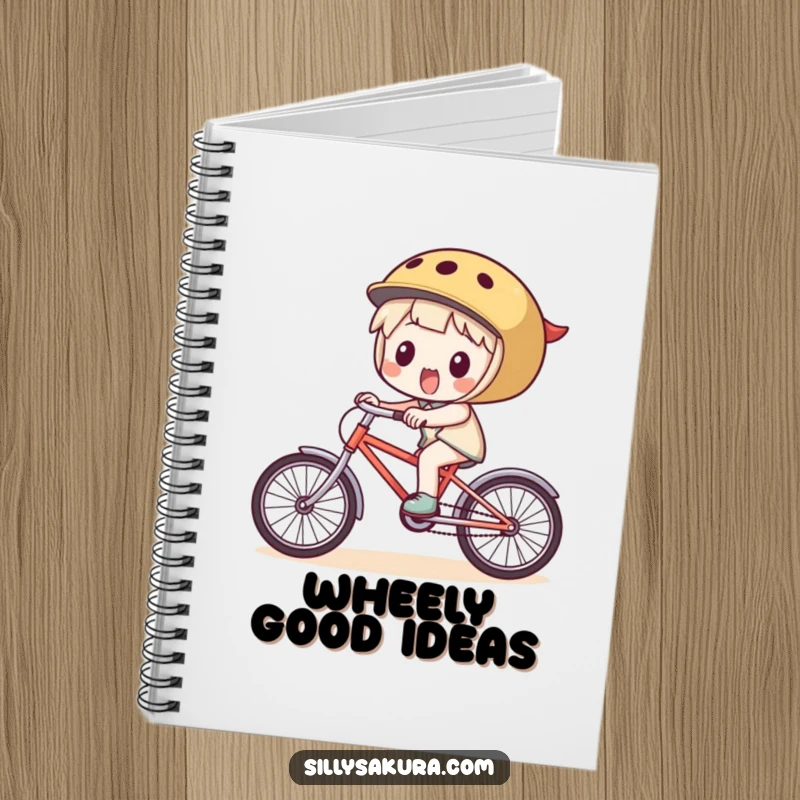 Funny Notebook: A small character is depicted riding a bicycle, perfect for capturing funny thoughts and daily plans.