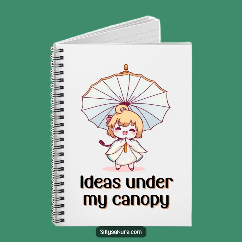 Funny Kawaii Umbrella Twirl Notebook - Joyful Character for Inspiring Notes