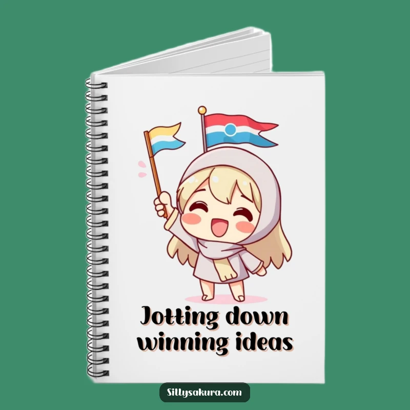Funny Flag Waving Character Notebook - Jot Down Ideas with Excitement!