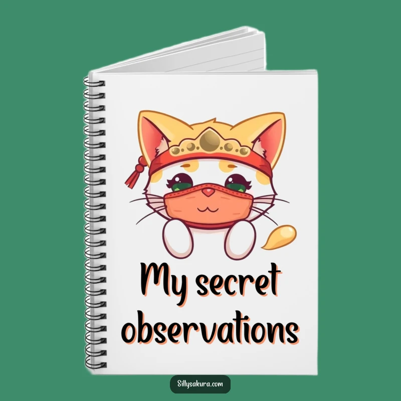 Funny Peeking Cat Mask Notebook: Jot Down Secrets - Mysterious Funny Gift