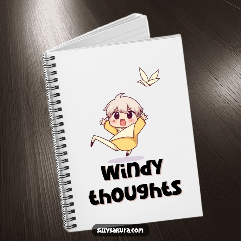 Funny Character Notebook: A surprised character leaps back from a happy wind gust, perfect for jotting down amusing thoughts.