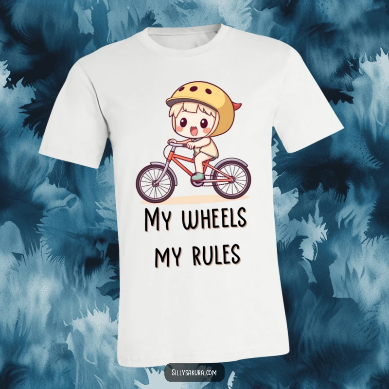 Funny T-Shirt: A small, excited character gleefully rides a tiny bicycle, spreading joy with every pedal stroke.