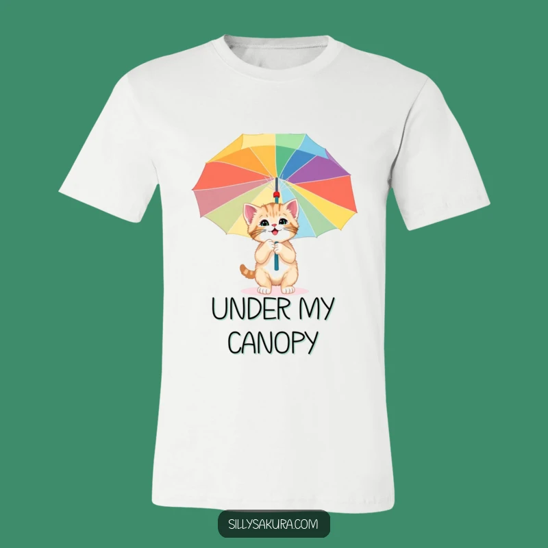 Funny Kitten Umbrella T-Shirt - Adventure Awaits!