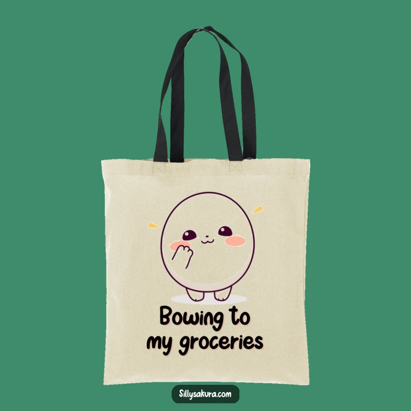 Funny Kawaii Bowing Tote Bag: Carry Your Gear with a Cute Character's Hello