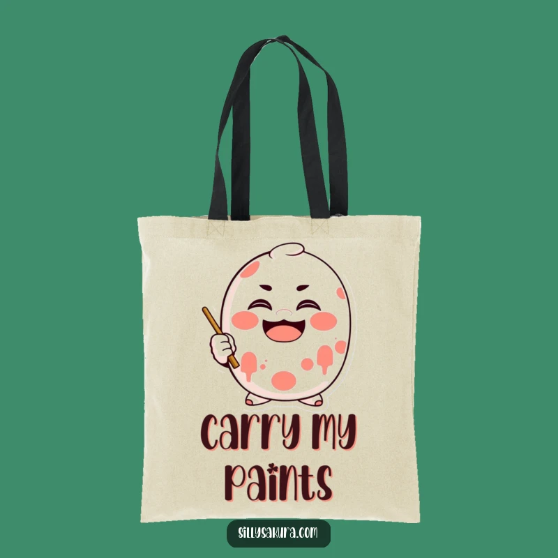 Funny Daruma Smile Tote Bag: Happy Painter Doll Carryall