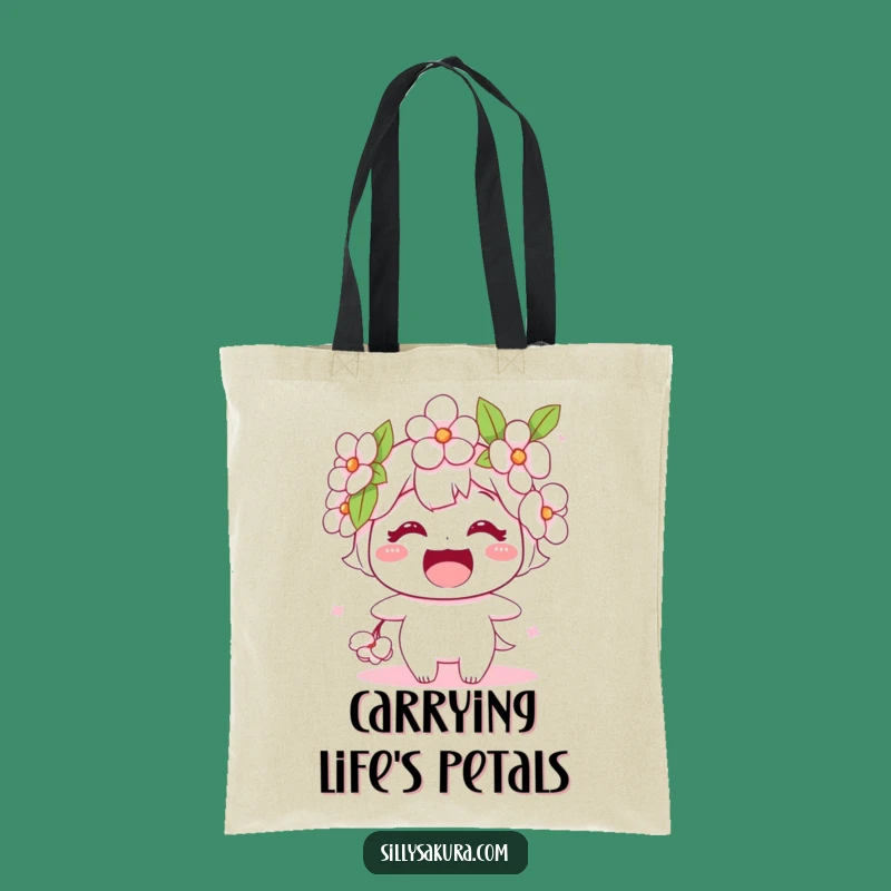 Funny Cherry Blossom Tote Bag: Stylish Flower Character Carryall, Great Funny Gift