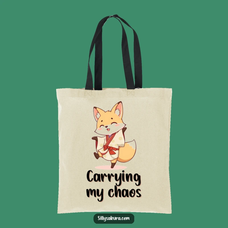 Funny Fox Kimono Cartwheel Tote Bag - Playful Shopping Bag Gift