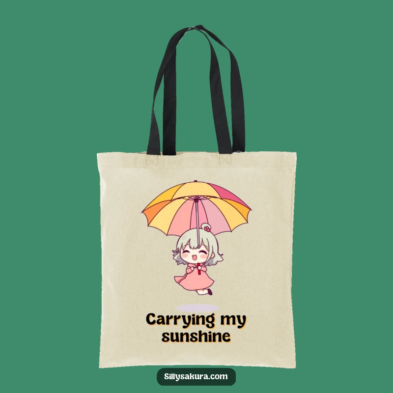 Funny Skipping Character Tote Bag: Upside Down Umbrella, Practical and Hilarious Gift