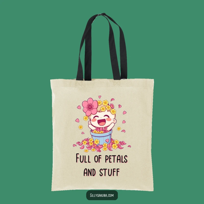 Funny Laughing Petal Spill Character Tote Bag - Vibrant & Practical