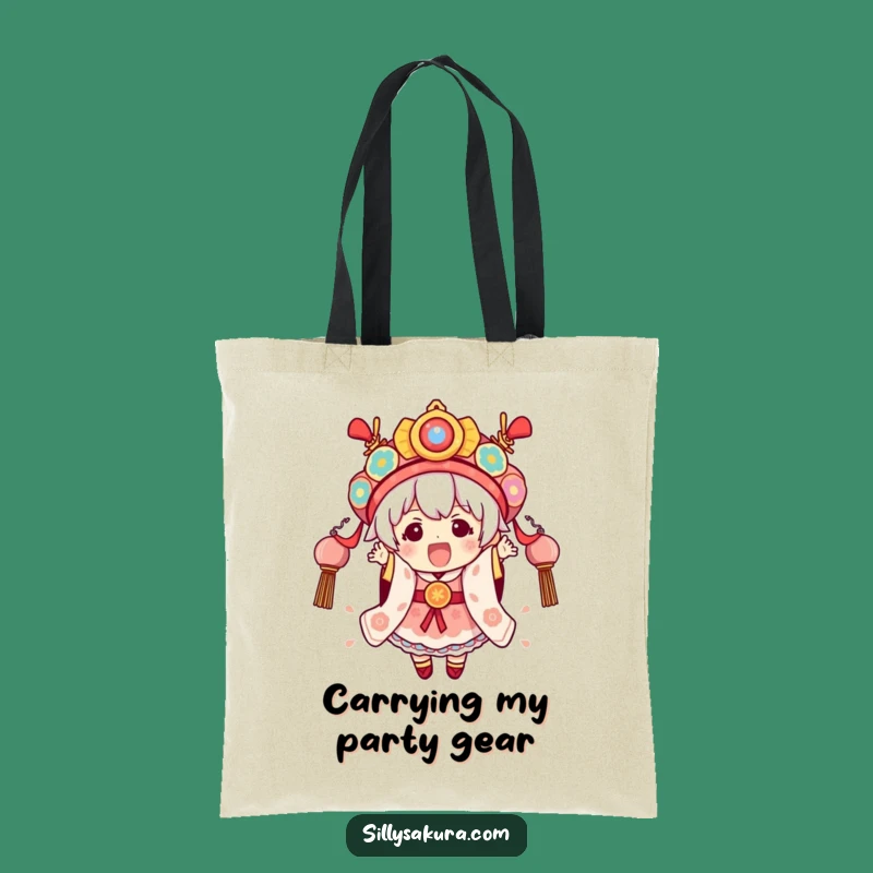 Funny Festival Kawaii Tote Bag - Excited Character for Festive Outings