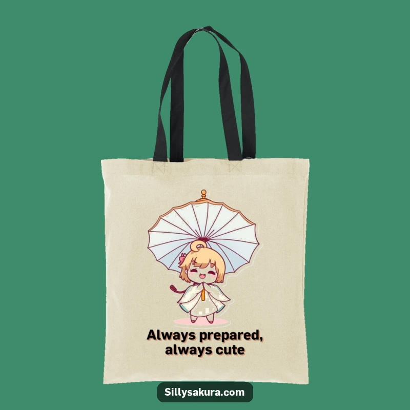 Funny Kawaii Umbrella Twirl Tote Bag - Stylish & Joyful Character Accessory